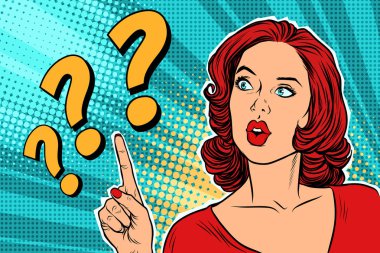 question mark, thinking woman clipart