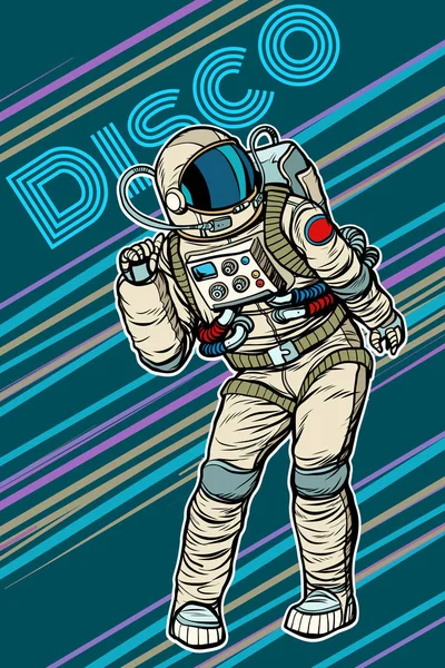 Astronaut dancing disco funny — Stock Vector