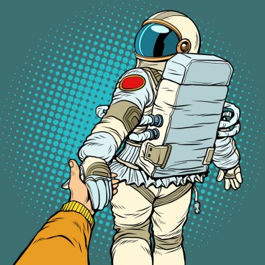 astronot uzay yolculuğu kavramı beni takip edin, çift el müşteri adayları tr