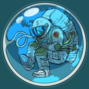 Yeni doğan astronot ve gezegen dünya. İnsanlık doğa ortam 
