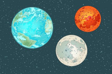 Mars Dünya ve ay, güneş sisteminin gezegenleri