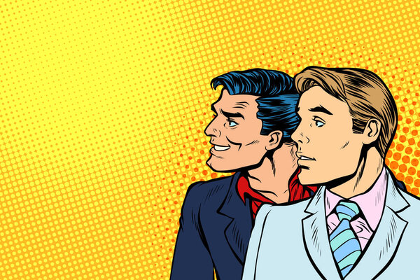 Лицо двух мужчин в профиль
