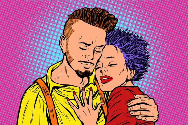 Pareja enamorada abrazándose — Vector de stock