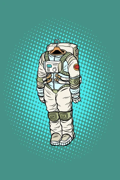 Spacesuit astronaut hanging on a hanger — Stock Vector