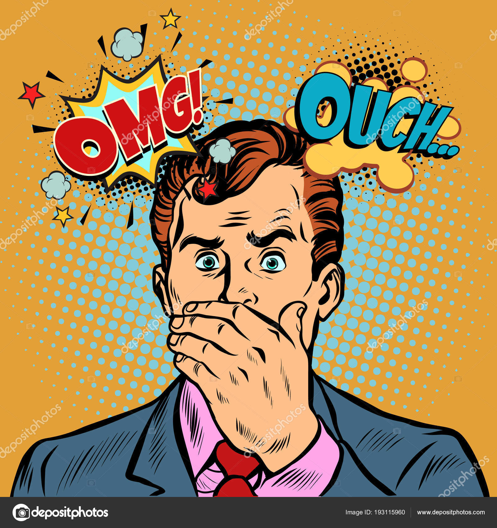 OMG ouch  surprised businessman  Stock Vector 