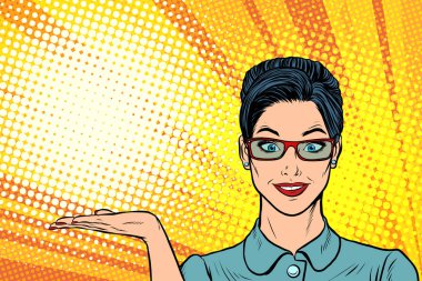 gülümseyen kadın sunum jest