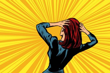 Pop art kadın panik içinde