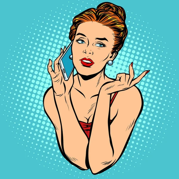 Hermosa mujer hablando por teléfono — Vector de stock