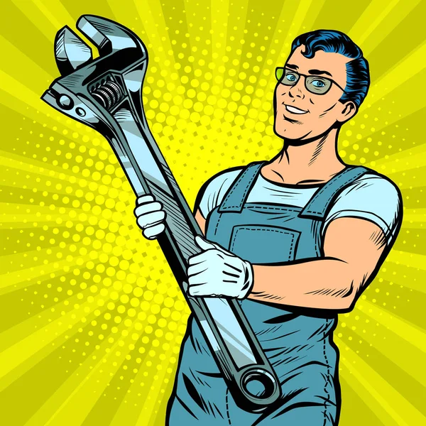 Man repairman with a wrench — Stock Illustration Man repairman with a wrench Royalty Free Stock Vectors