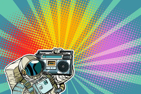 Astronauta con Boombox, audio y música — Archivo Imágenes Vectoriales