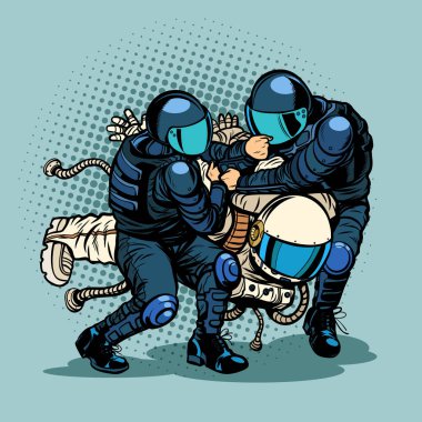 regression and progress concept, police arrested the astronaut clipart