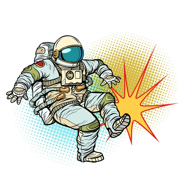 Astronaut kick neutral isolated background — Stock Vector