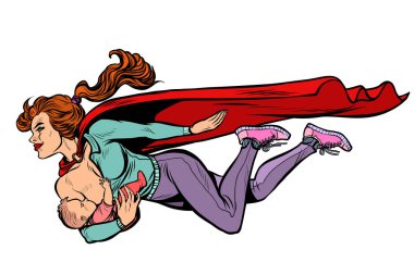 Süper anne bebeğini emziriyor. kadın gücü