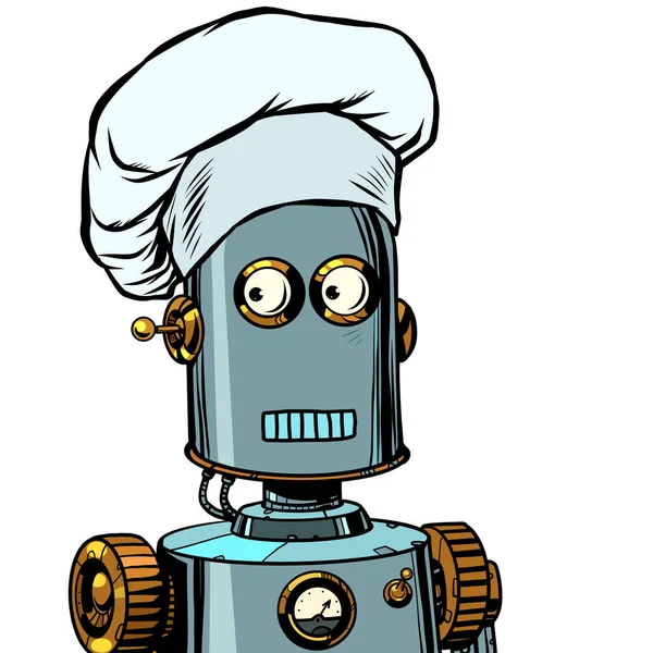 Robot cocina comida, toma pedidos en el restaurante — Vector de stock