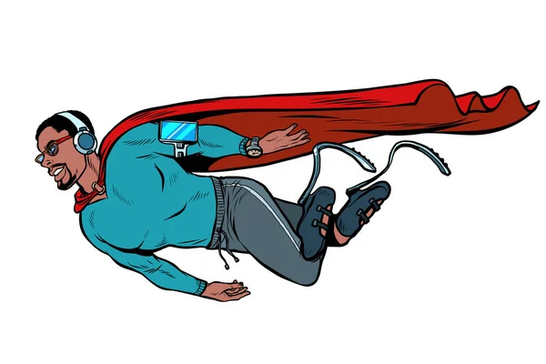 Mode super-héros invalide avec des jambes artificielles. gadgets électroniques — Image vectorielle
