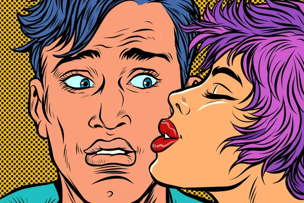 Homme et femme couple baiser — Image vectorielle