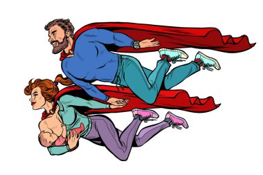 a family of superheroes. dad mom and baby clipart