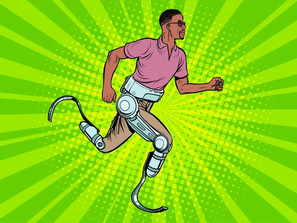 Инвалид, бегущий с протезами ног — стоковый вектор
