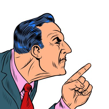 Kızgın adam işaret ediyor.