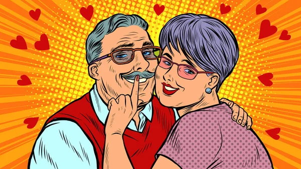 Casal velho apaixonado, Dia dos Namorados —  Vetores de Stock