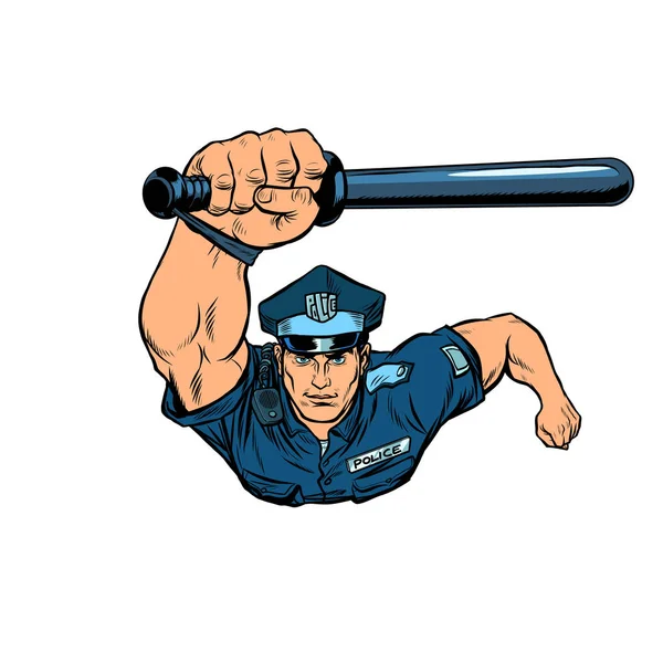 Police officer with a baton — 스톡 벡터
