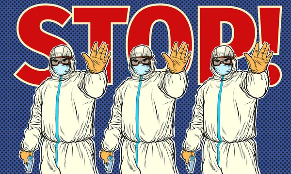 Stop medico quarantena Novel Wuhan coronavirus 2019-nCoV epidemia focolaio — Vettoriale Stock