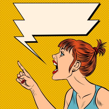 Kızgın kadın parmağını tehdit ediyor.