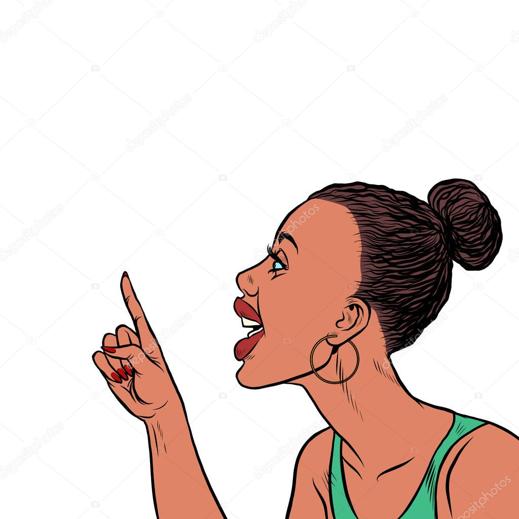 African woman threatens finger