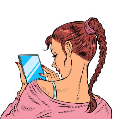 Akıllı telefonu olan genç bir kadın. Teknikler ve aletler