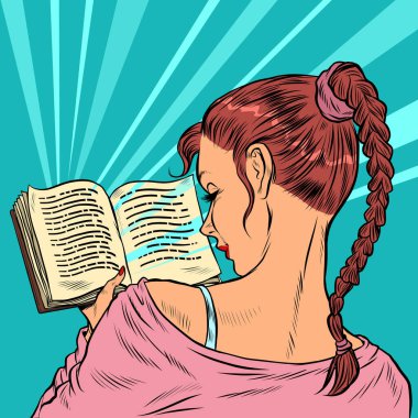 Kitap okuyan genç bir kadın.