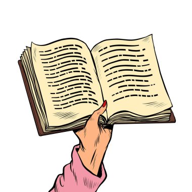 Elinde açık bir kitap. Okuma ve bilgi