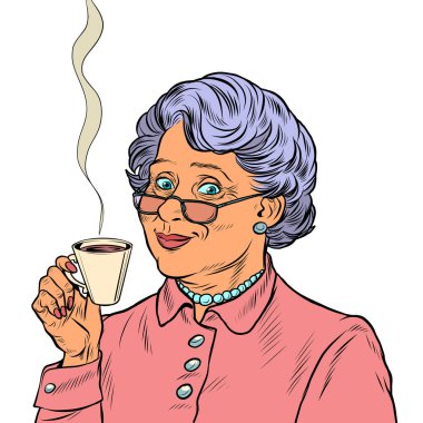 yaşlı kadın çay içme