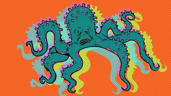 Děsivý chobotnicový znak — Stockový vektor