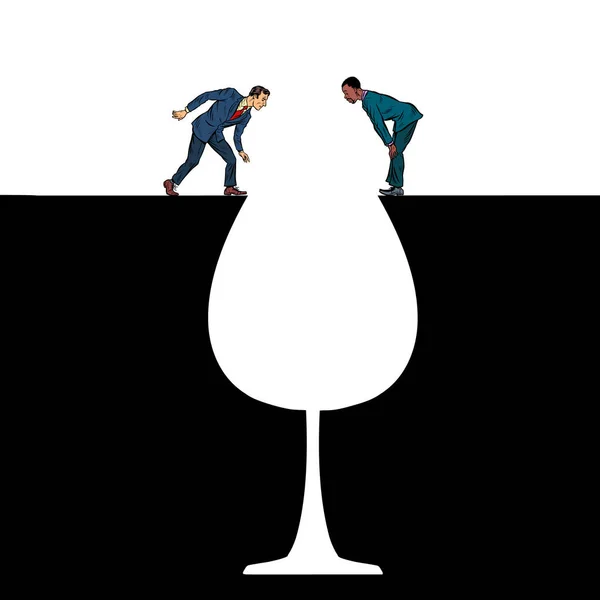 Un vaso de vino Los hombres al borde del alcoholismo — Archivo Imágenes Vectoriales