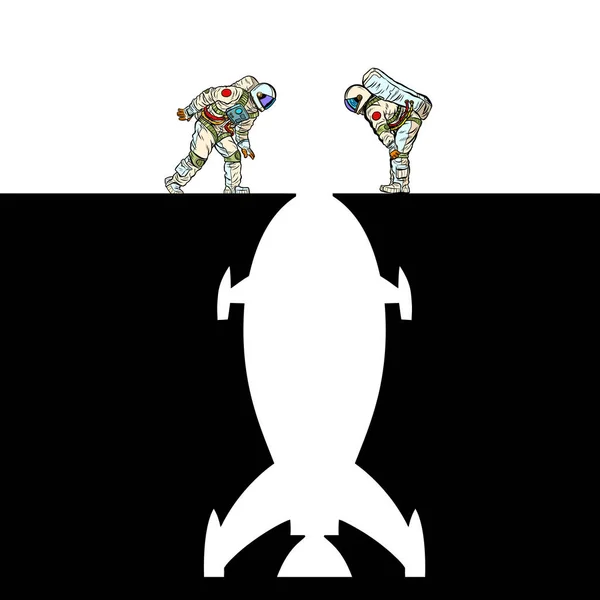 Astronautas y cohetes. Exploración espacial — Archivo Imágenes Vectoriales