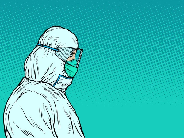 Médicos con traje de protección médica. La epidemia de la enfermedad peligrosa — Vector de stock