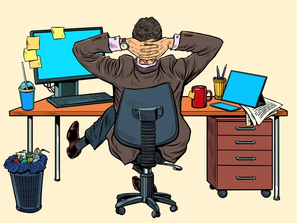Empresário descansando no escritório em sua mesa —  Vetores de Stock
