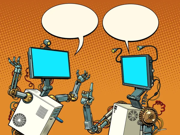 Dos robots se comunican — Vector de stock