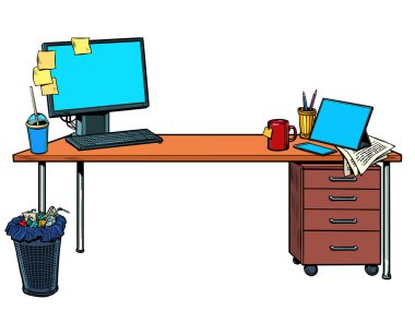 office Desk with computer clipart