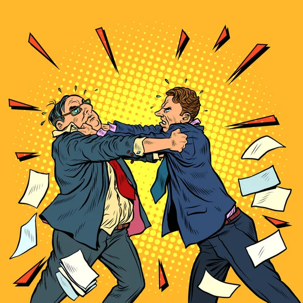 Business men fighting, conflict competition — стоковый вектор