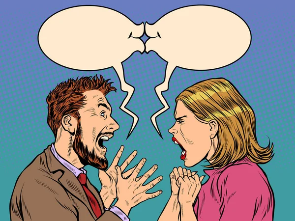 Mann und Frau streiten Emotionen schreien — Stockvektor