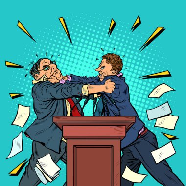 Politikacılar kavga ediyor, politik tartışmalar