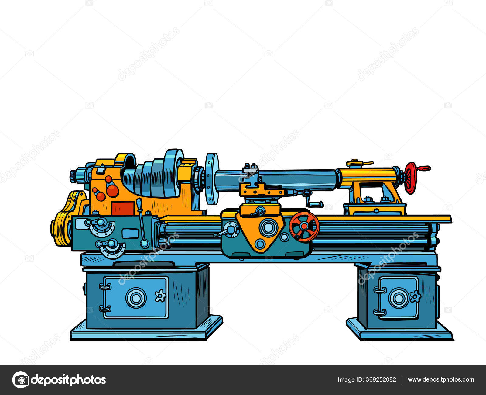 Lathe, industrial mechanism apparatus machine Stock Vector by