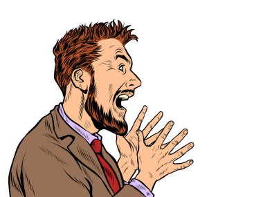 Duygusal adam çığlık atıyor.