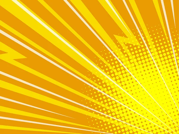 黄色锯齿状射线波普艺术背景 — 图库矢量图片