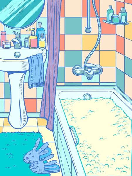 Baño completo en el baño — Vector de stock