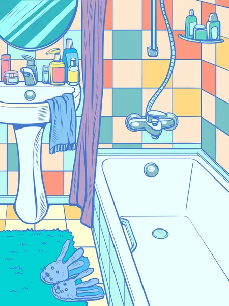 Bañera vacía en el baño — Vector de stock