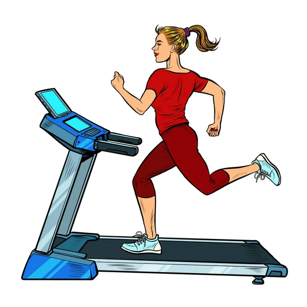 Treadmill, sports equipment for training. fitness room — Stock Vector