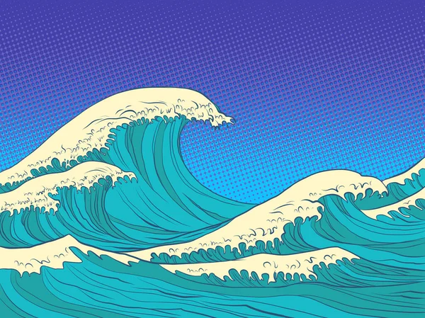 Óceán nagy hullámok — Stock Vector