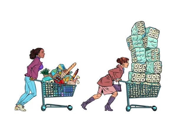 Donne in preda al panico al supermercato — Vettoriale Stock